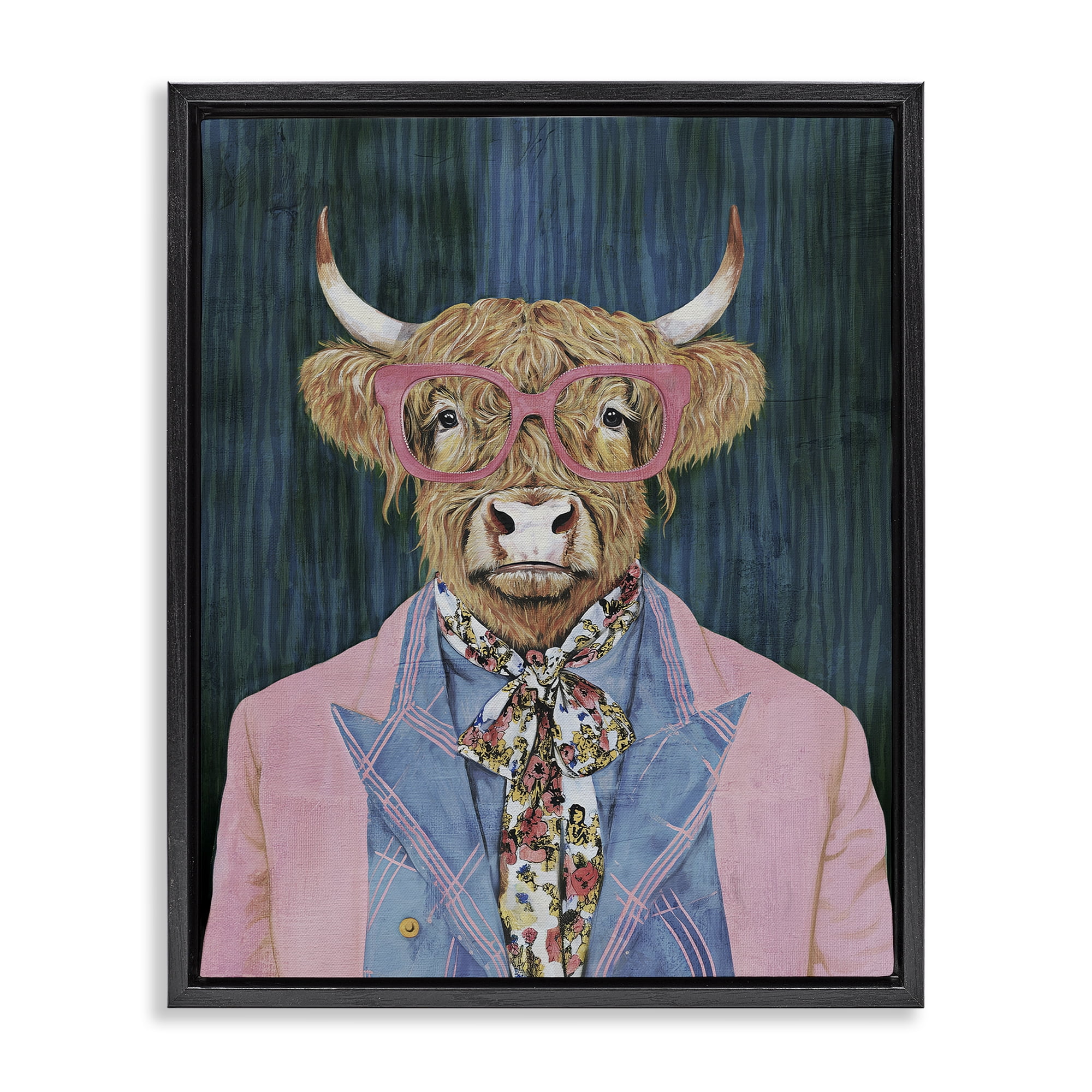 Stupell Industries Gentle Bull Portrait Black Framed Floater Canvas Wall Art, design by Svetlana Aleynikova