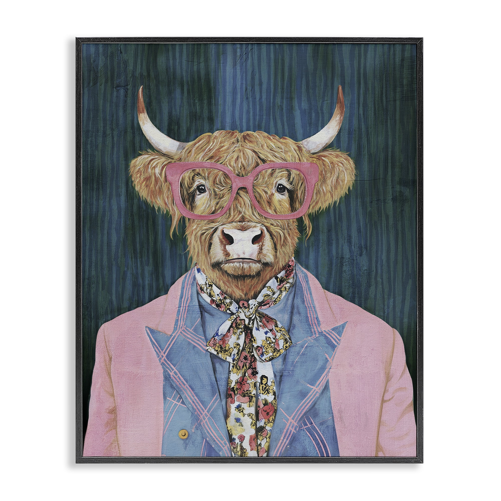 Stupell Industries Gentle Bull Portrait Black Framed Giclee Art, design by Svetlana Aleynikova