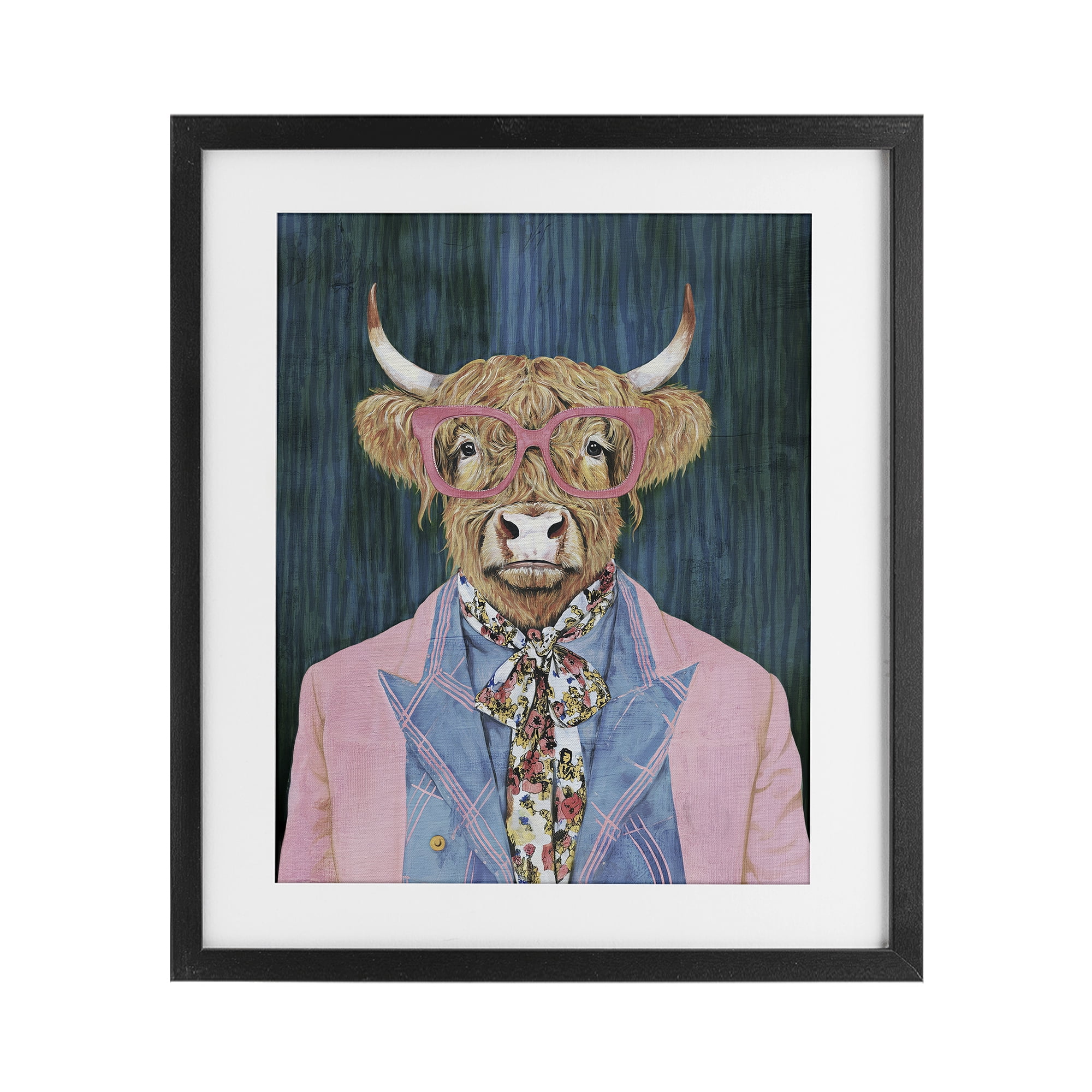 Stupell Industries Gentle Bull Portrait Black Framed Print Under Glass, design by Svetlana Aleynikova