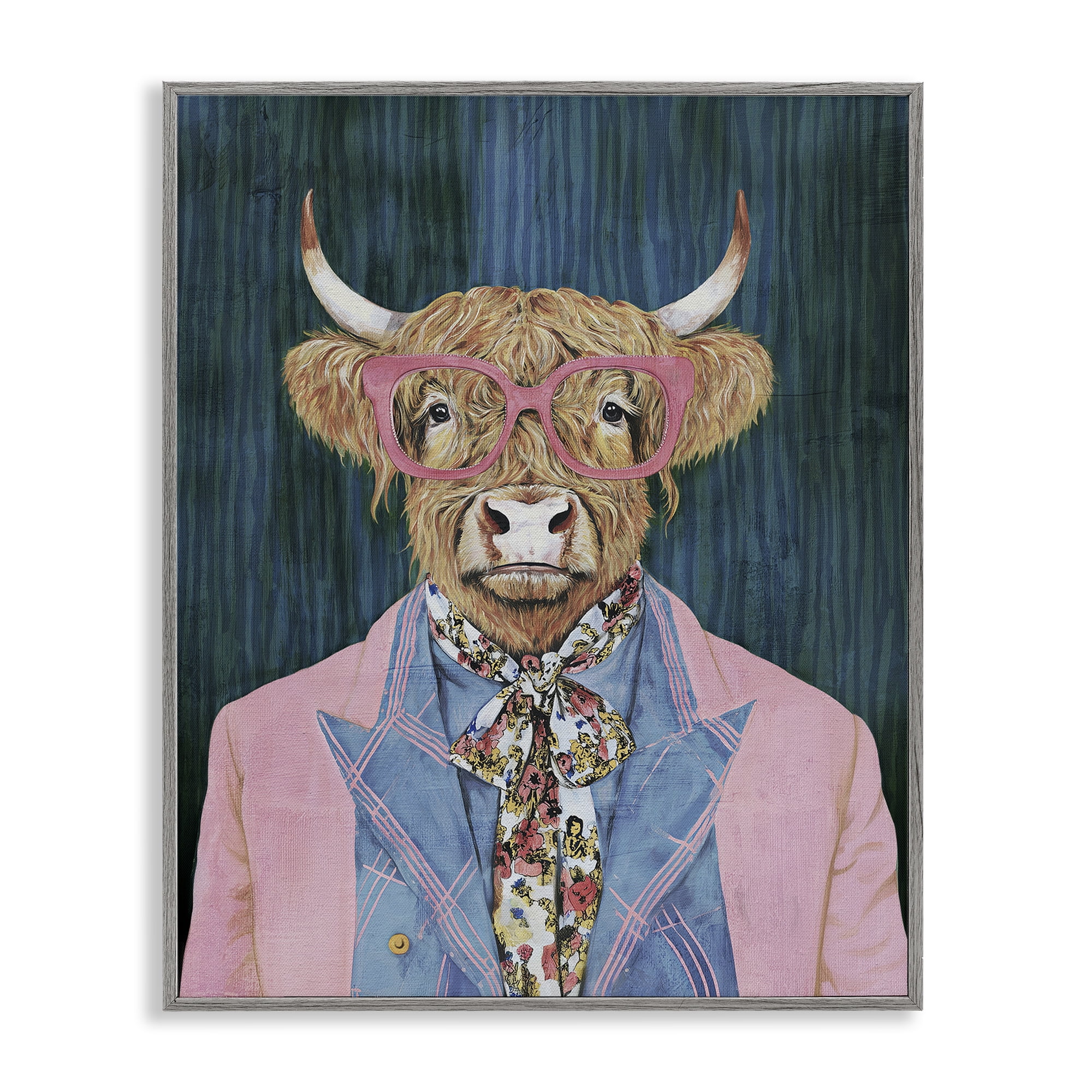 Stupell Industries Gentle Bull Portrait Gray Framed Giclee Art, design by Svetlana Aleynikova