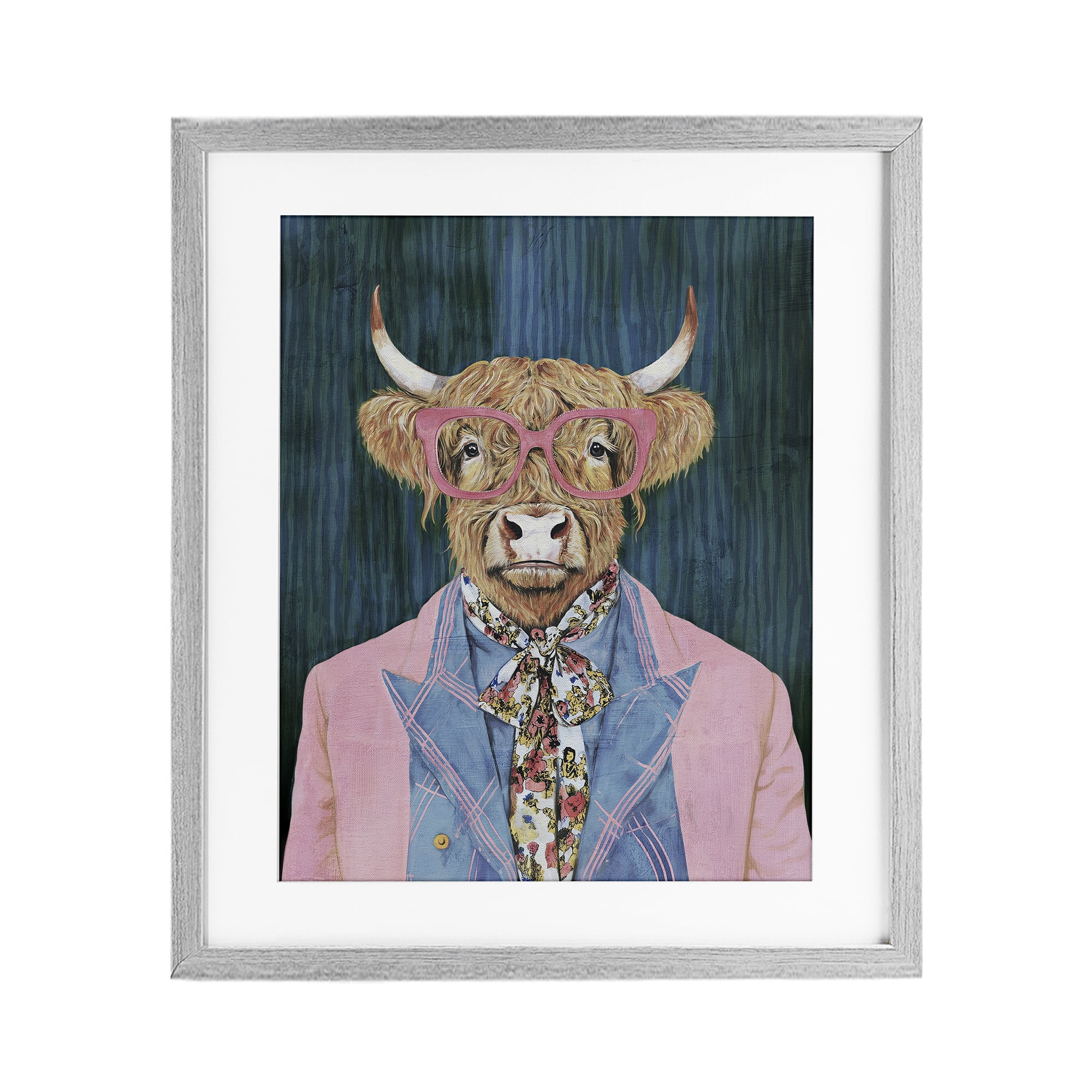 Stupell Industries Gentle Bull Portrait Gray Framed Print Under Glass, design by Svetlana Aleynikova