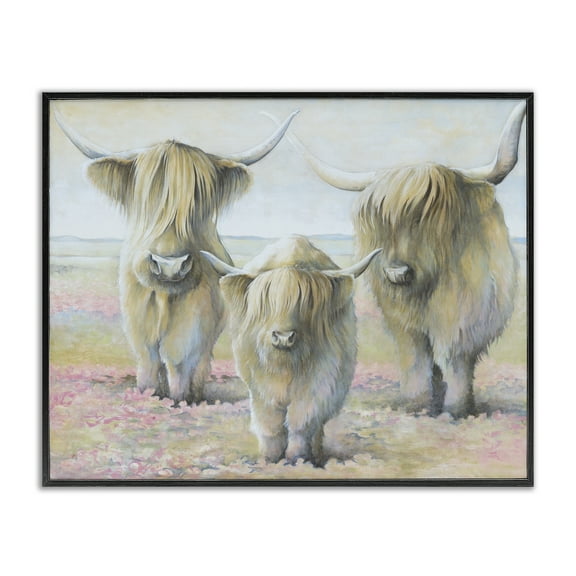 Stupell Industries Gentle Cattle Trio Animals & Insects Painting Black Framed Art Print Wall Art, 14 x 11