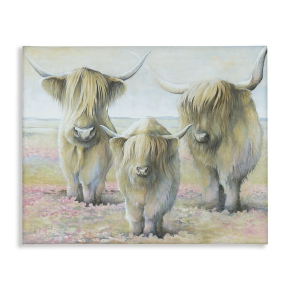 Stupell Industries Gentle Cattle Trio Animals & Insects Painting Gallery Wrapped Canvas Art Print Wall Art, 20 x 16
