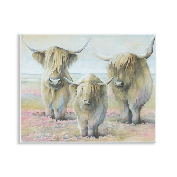 Stupell Industries Gentle Cattle Trio Animals & Insects Painting Unframed Art Print Wall Art, 14 x 11