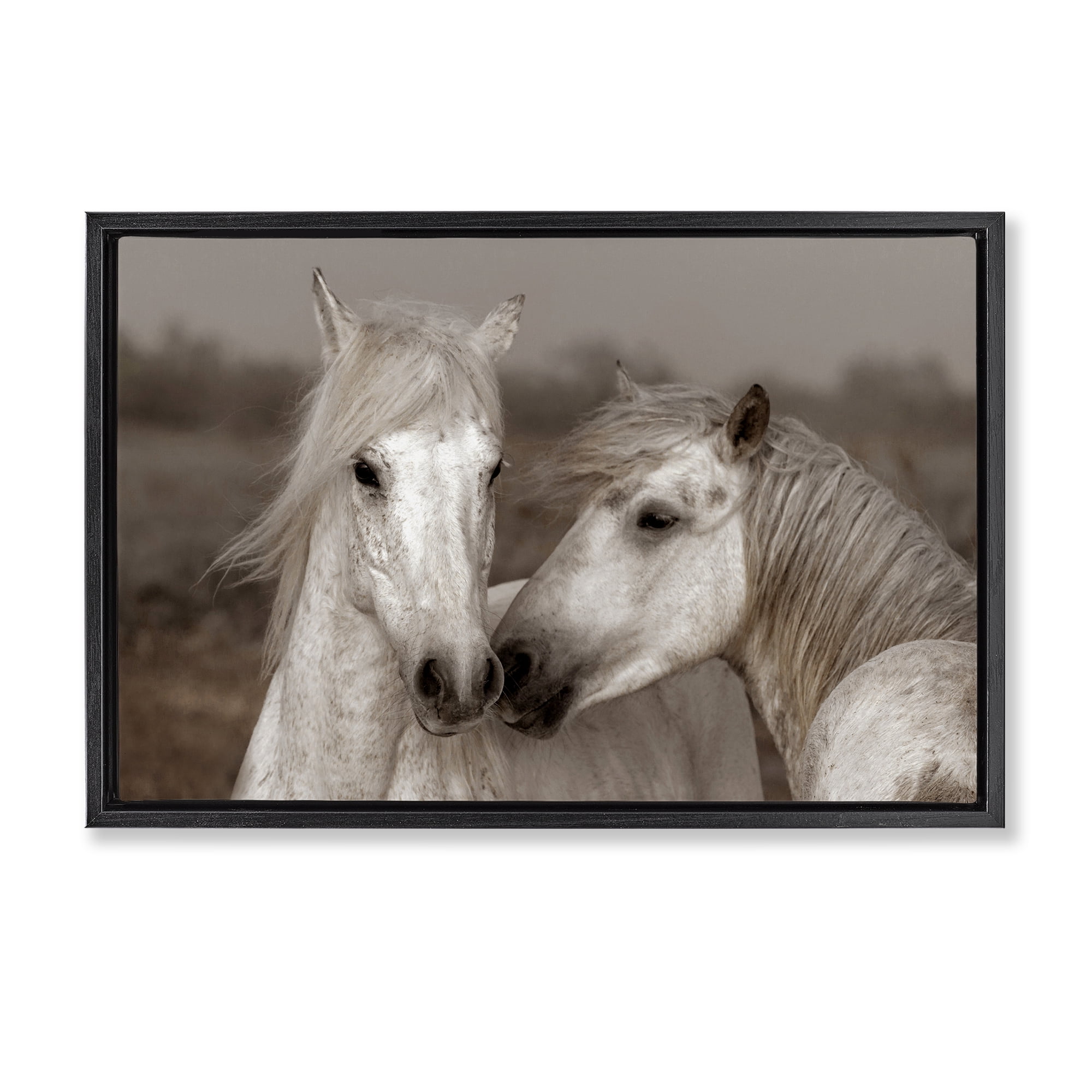 Stupell Industries Gentle Companionship Horses Black Framed Floater Canvas Wall Art, design by Danita Delimont