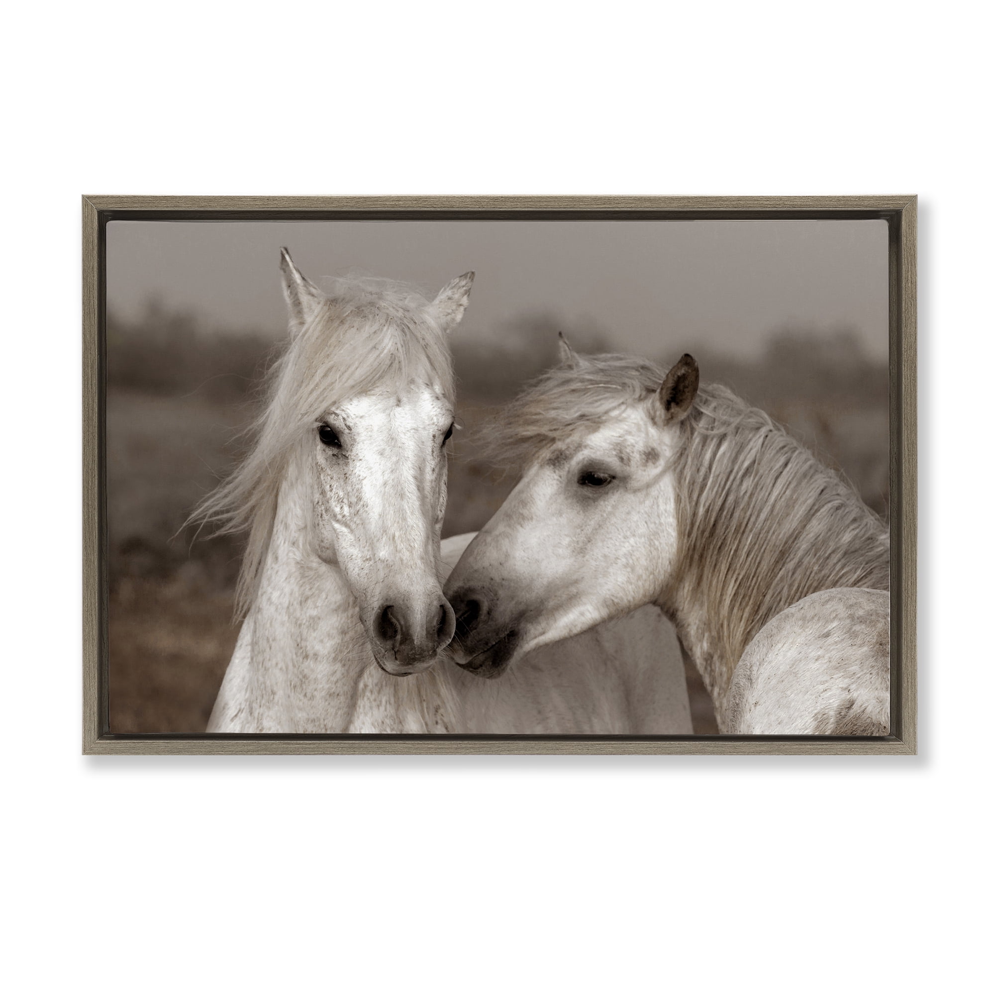 Stupell Industries Gentle Companionship Horses Brown Framed Floater Canvas Wall Art, design by Danita Delimont