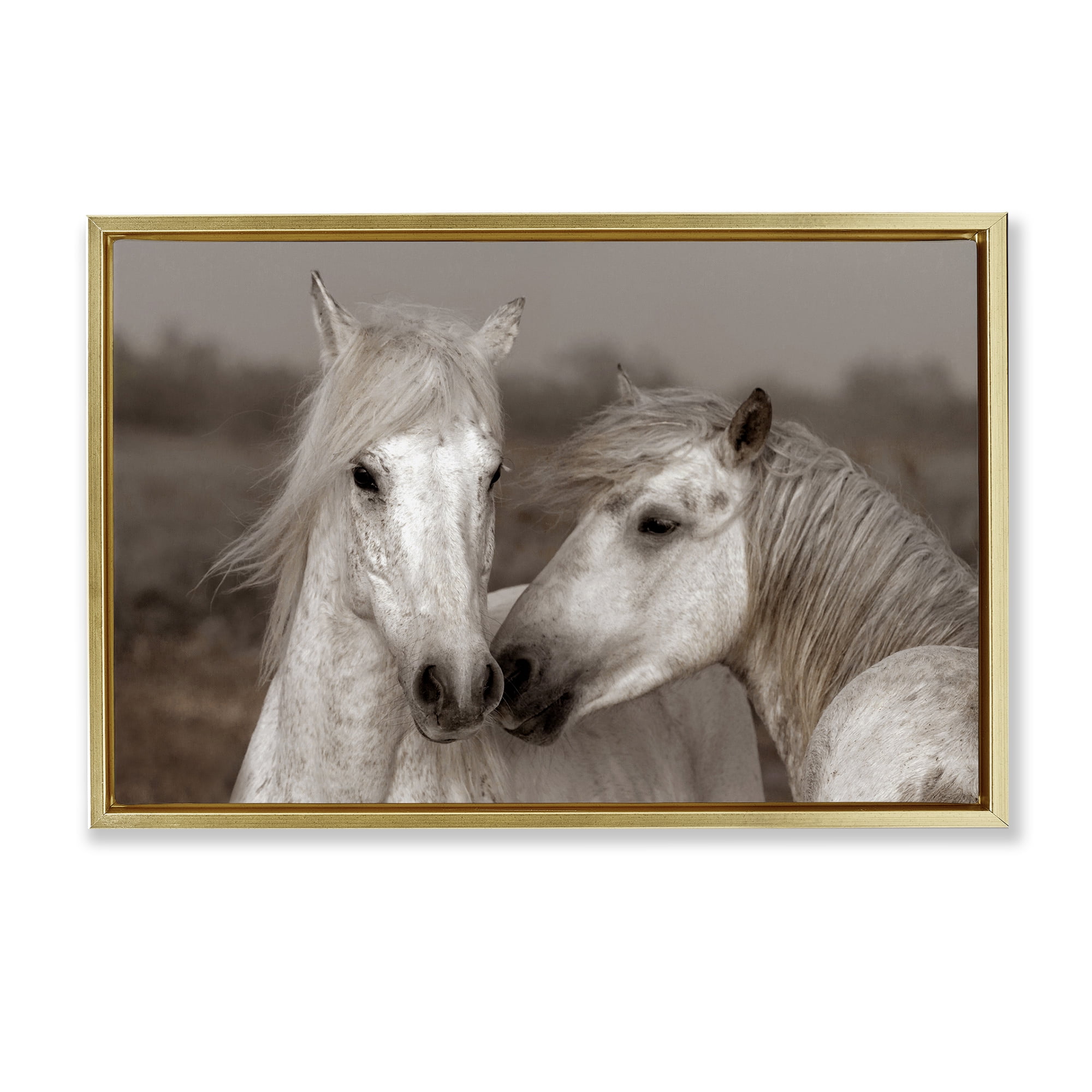 Stupell Industries Gentle Companionship Horses Gold Framed Floater Canvas Wall Art, design by Danita Delimont