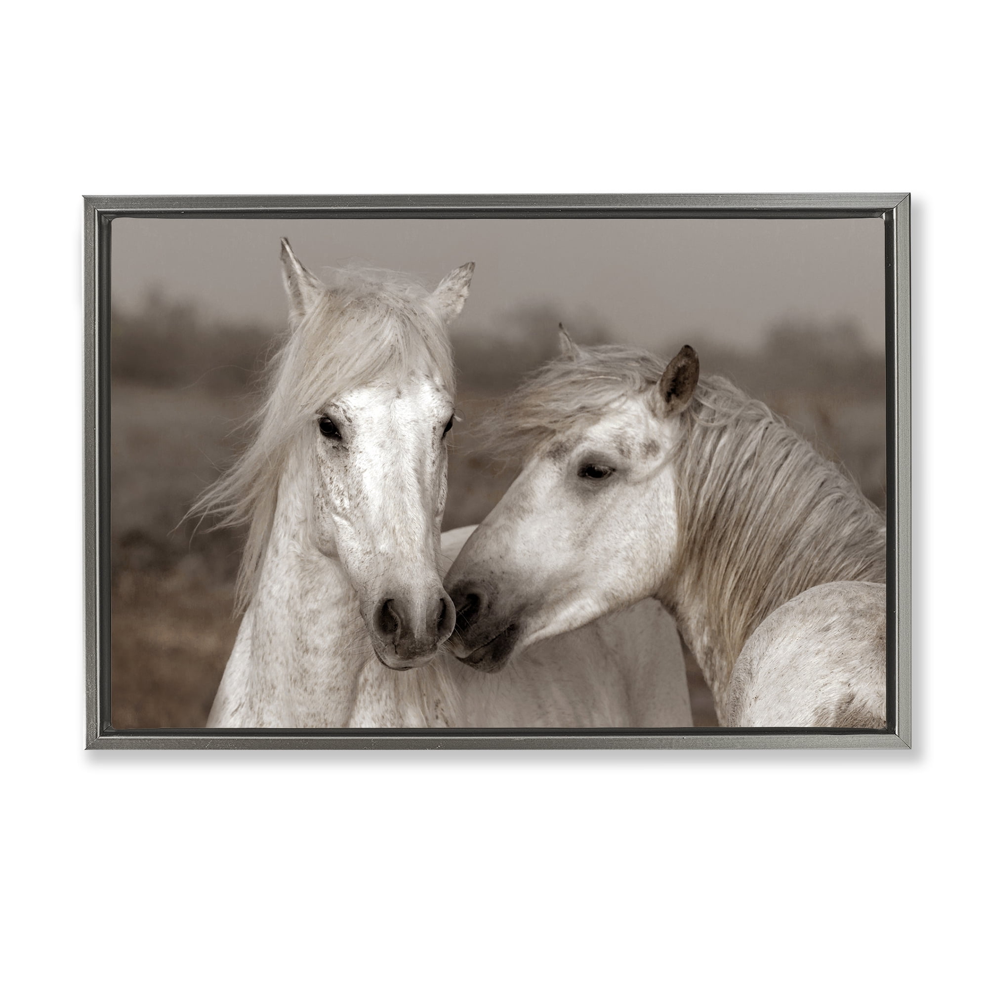 Stupell Industries Gentle Companionship Horses Gray Framed Floater Canvas Wall Art, design by Danita Delimont