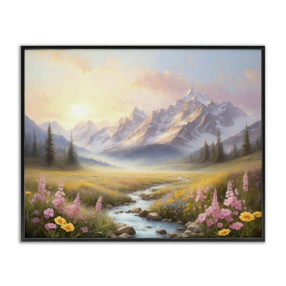Stupell Industries Gentle Dawn Landscape Landscape Painting Black Framed Art Print Wall Art, 14 x 11