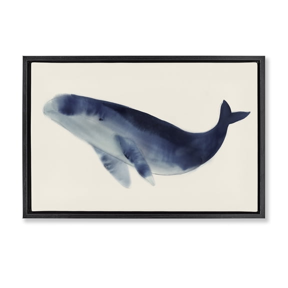 Stupell Industries Gentle Giant Whale Black Framed Floater Canvas Wall Art design by Lily K., 21 x 31