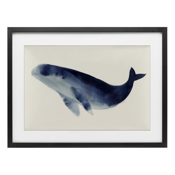 Stupell Industries Gentle Giant Whale Black Framed Print Under Glass design by Lily K., 14 x 20