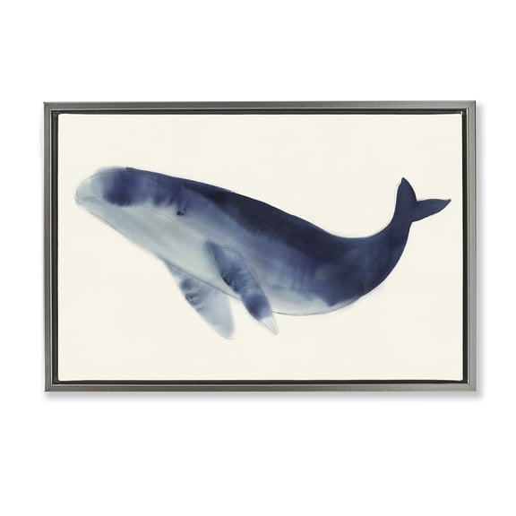 Stupell Industries Gentle Giant Whale Gray Framed Floater Canvas Wall Art design by Lily K., 17 x 25
