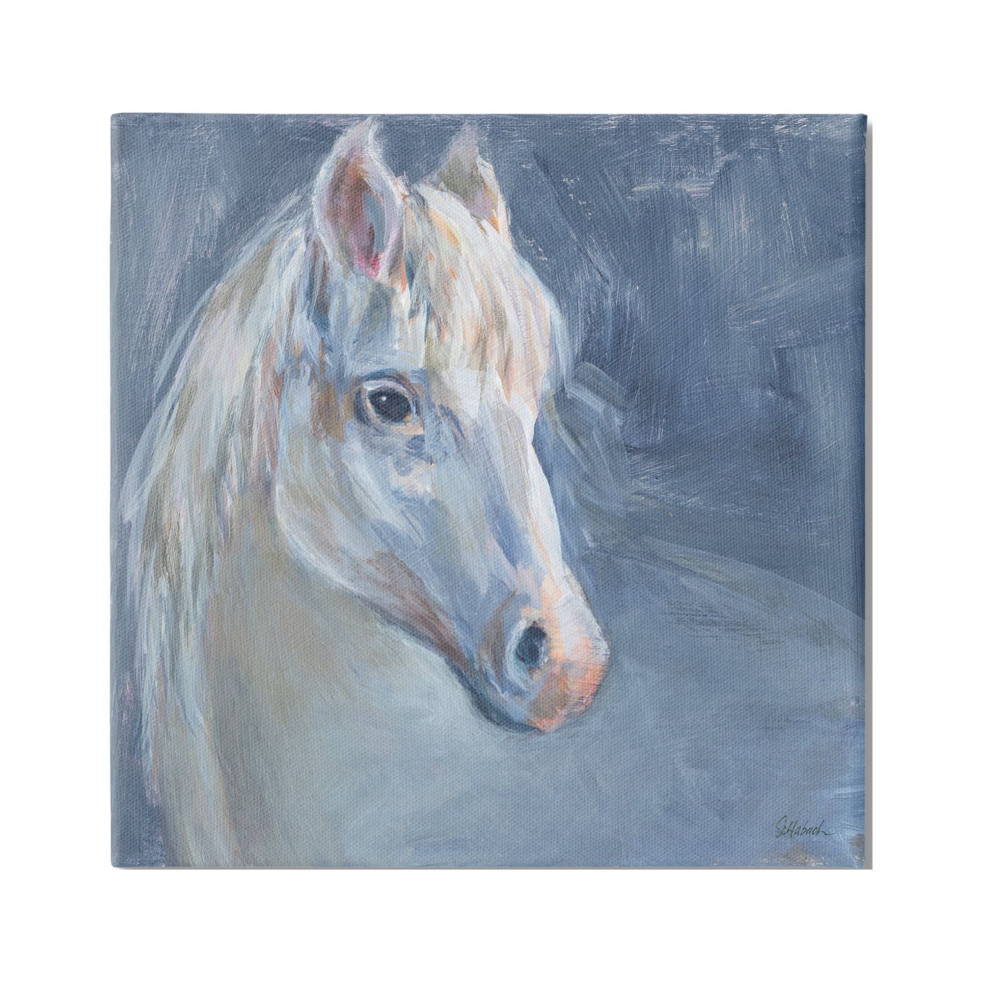 Stupell Industries Gentle Gray Horse Painting Animals & Insects Painting Gallery Wrapped Canvas Print Wall Art, 17 x 17