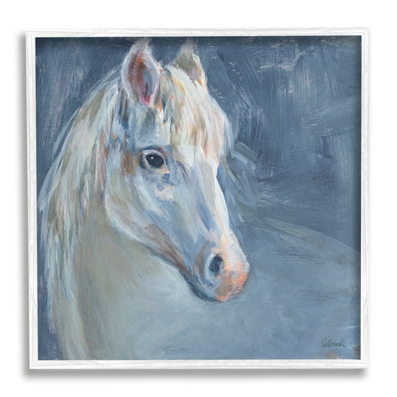 Stupell Industries Gentle Gray Horse Painting Animals & Insects Painting White Framed Art Print Wall Art, 17 x 17