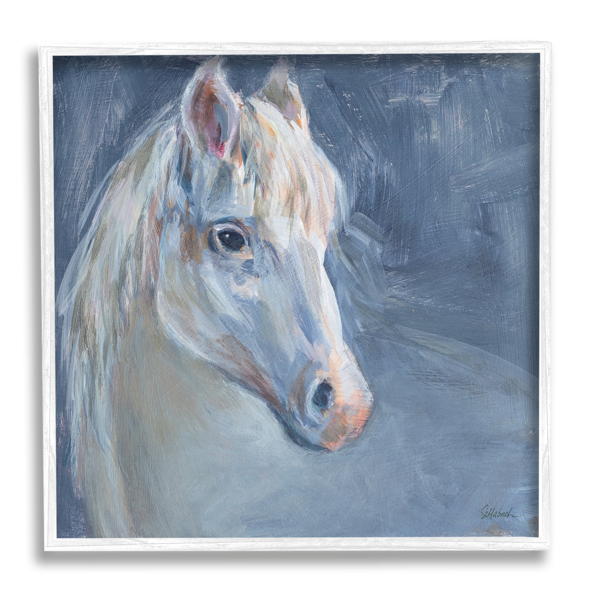 Stupell Industries Gentle Gray Horse Painting Animals & Insects Painting White Framed Art Print Wall Art, 24 x 24