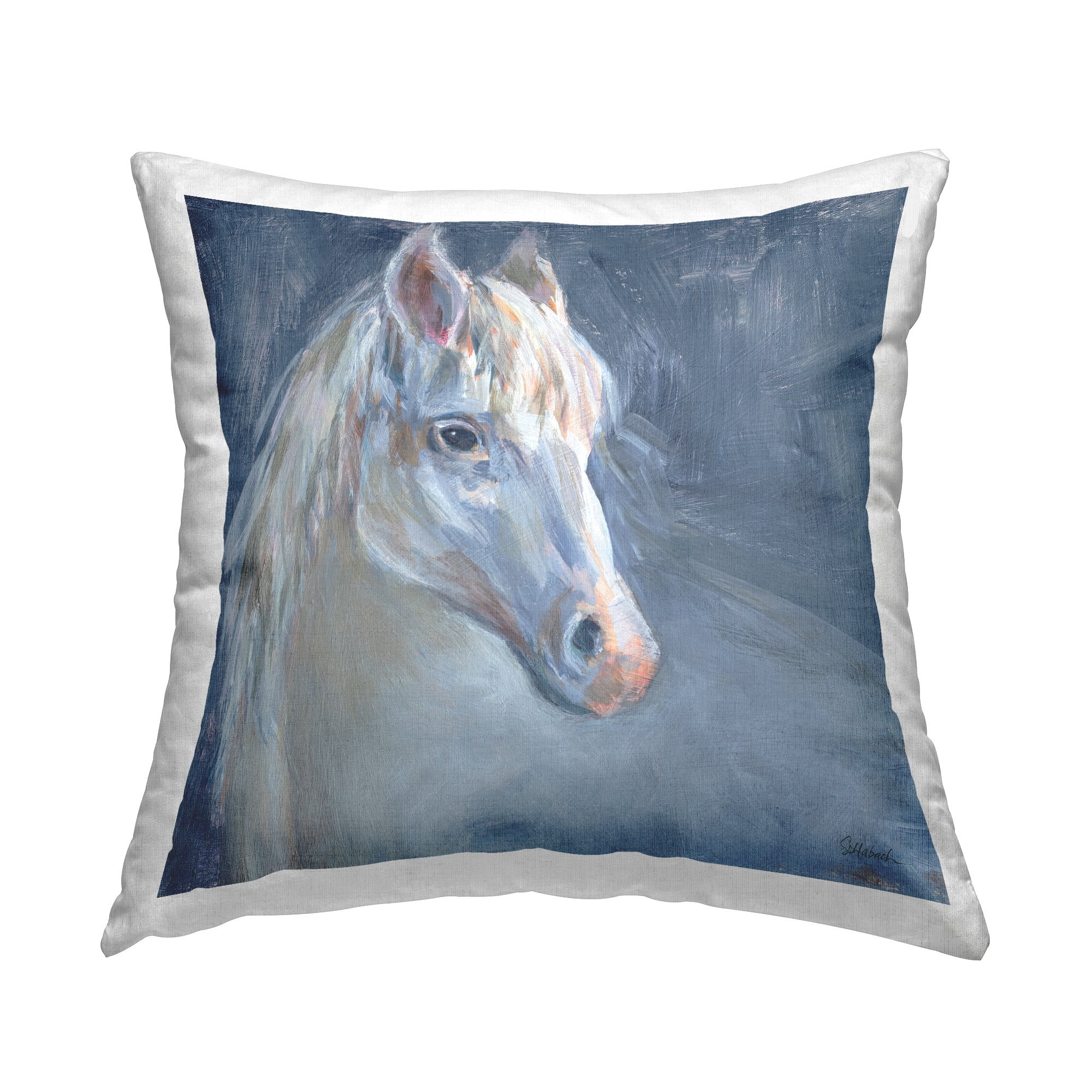 Stupell Industries Gentle Grey Horse Portrait Square Decorative Printed Throw Pillow, 18 x 18