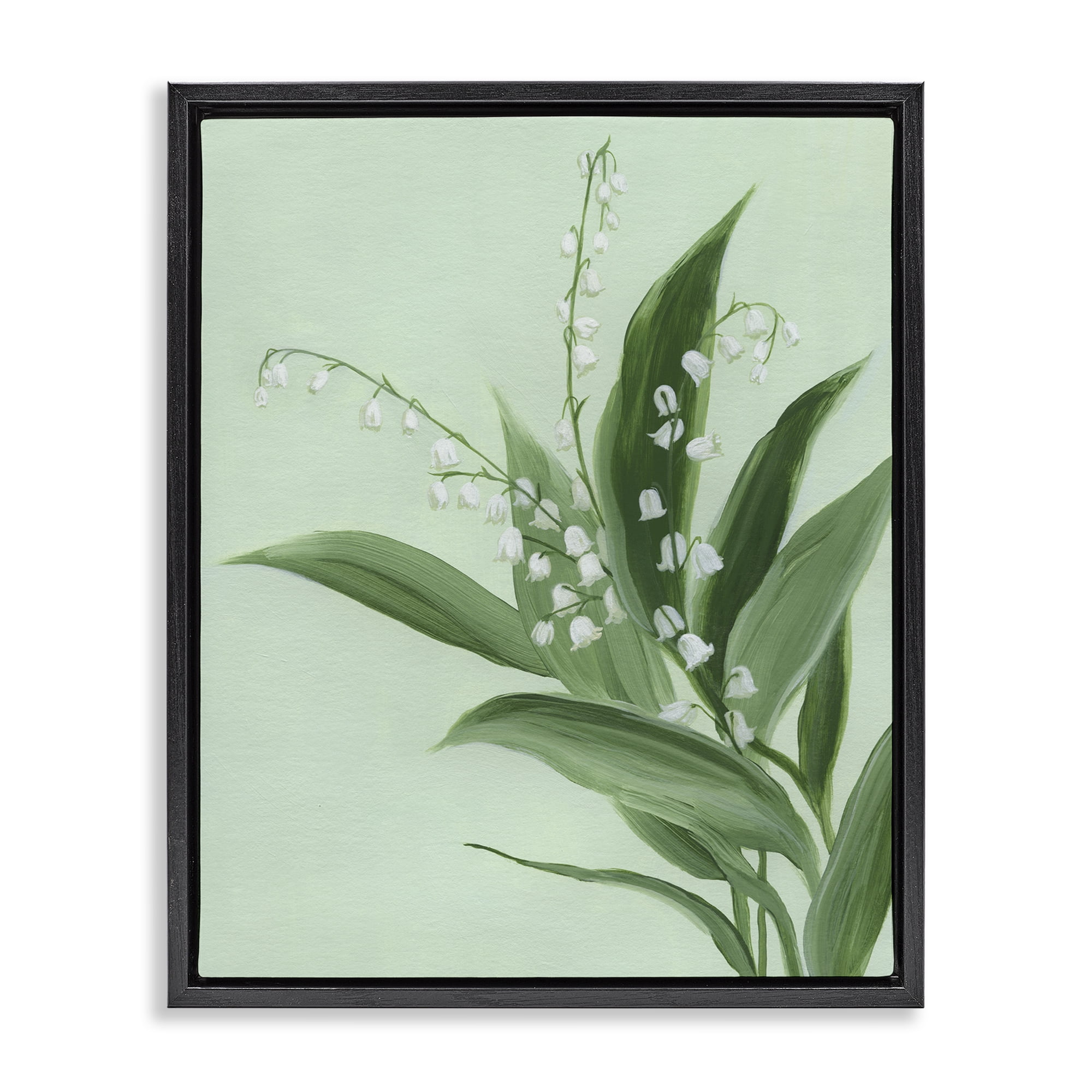 Stupell Industries Gentle Lily of Valley Black Framed Floater Canvas Wall Art, design by Grace Popp