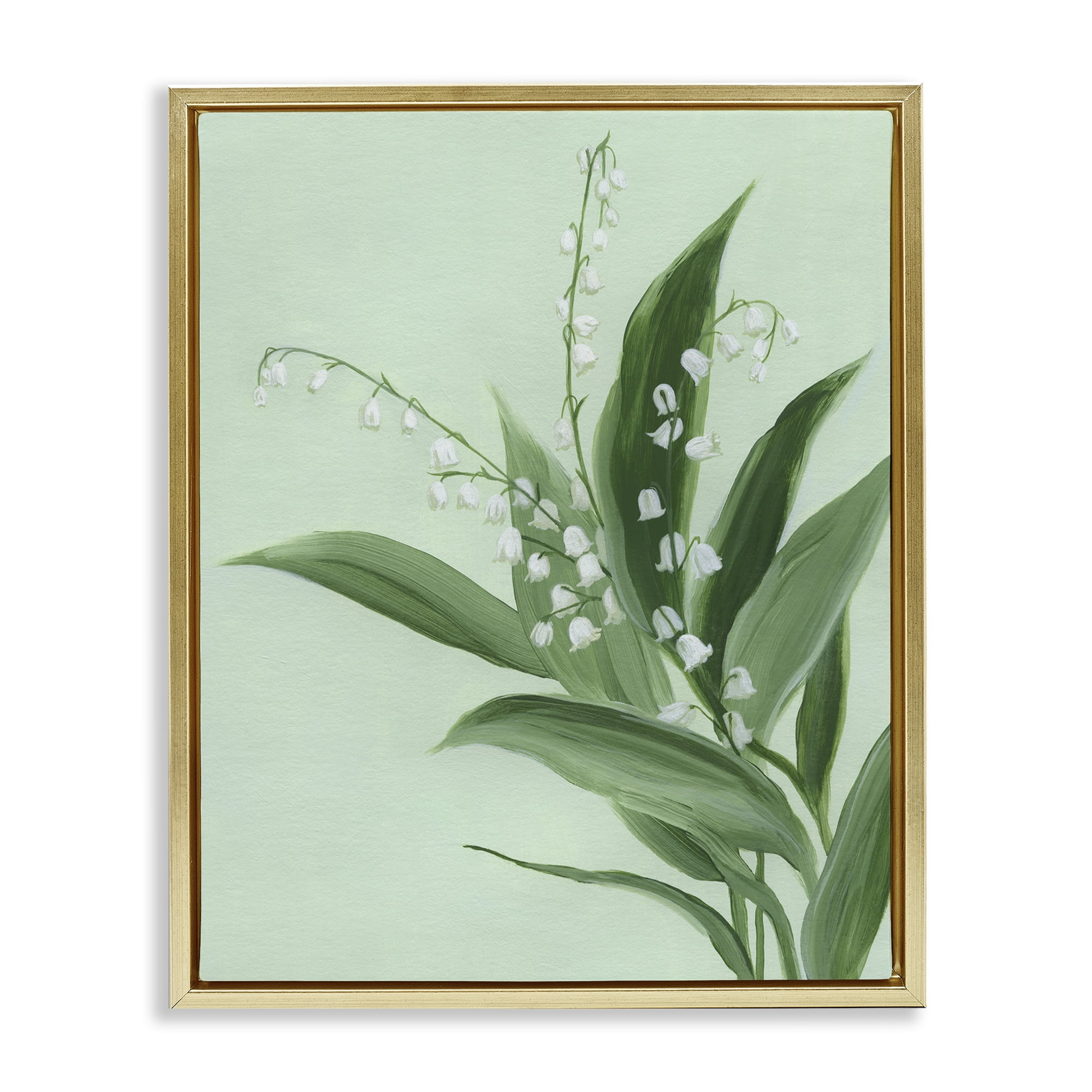 Stupell Industries Gentle Lily of Valley Gold Framed Floater Canvas Wall Art, design by Grace Popp