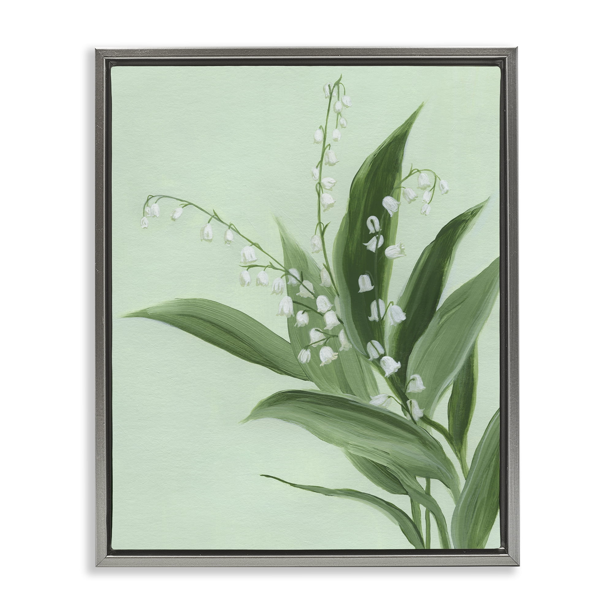Stupell Industries Gentle Lily of Valley Gray Framed Floater Canvas Wall Art, design by Grace Popp