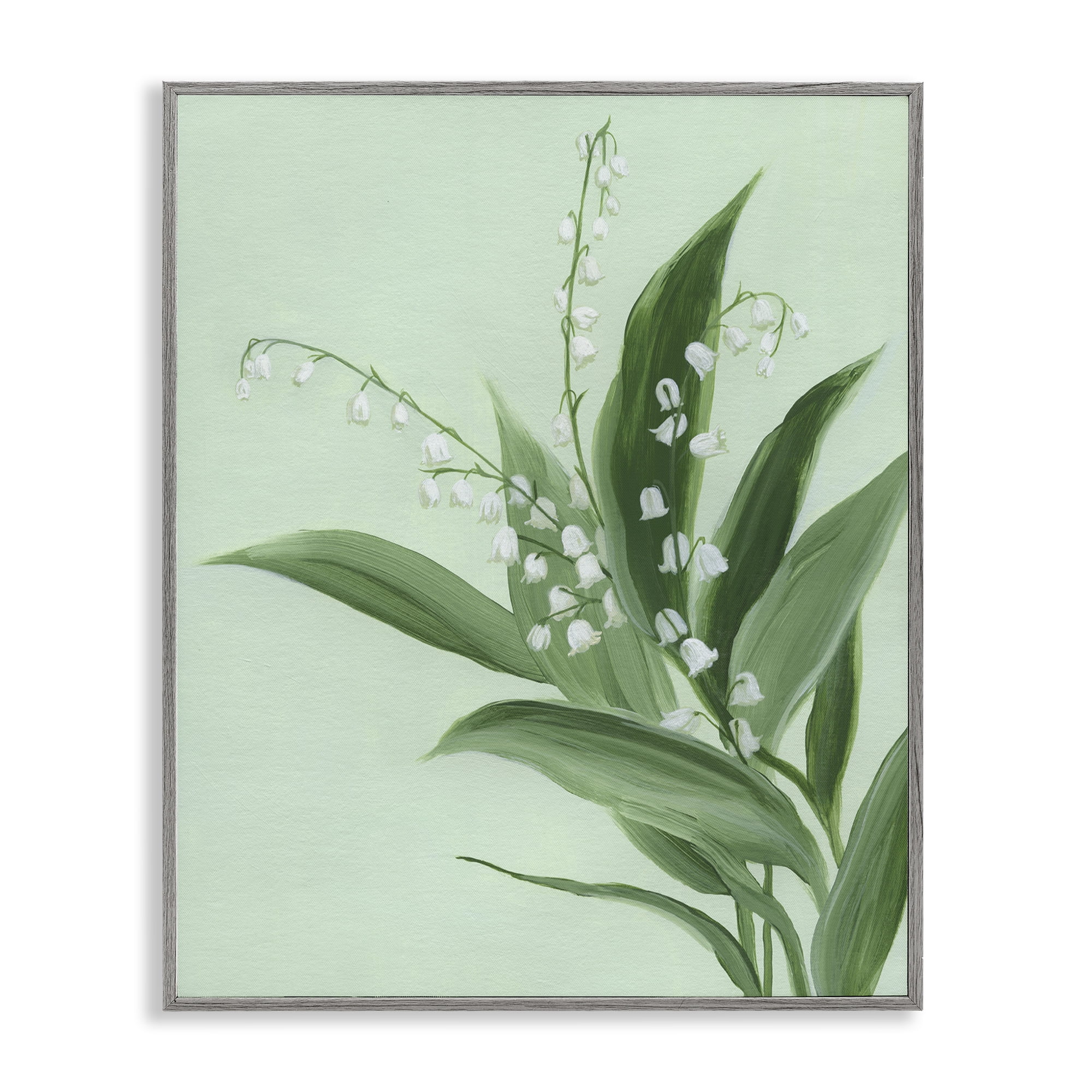 Stupell Industries Gentle Lily of Valley Gray Framed Giclee Art, design by Grace Popp