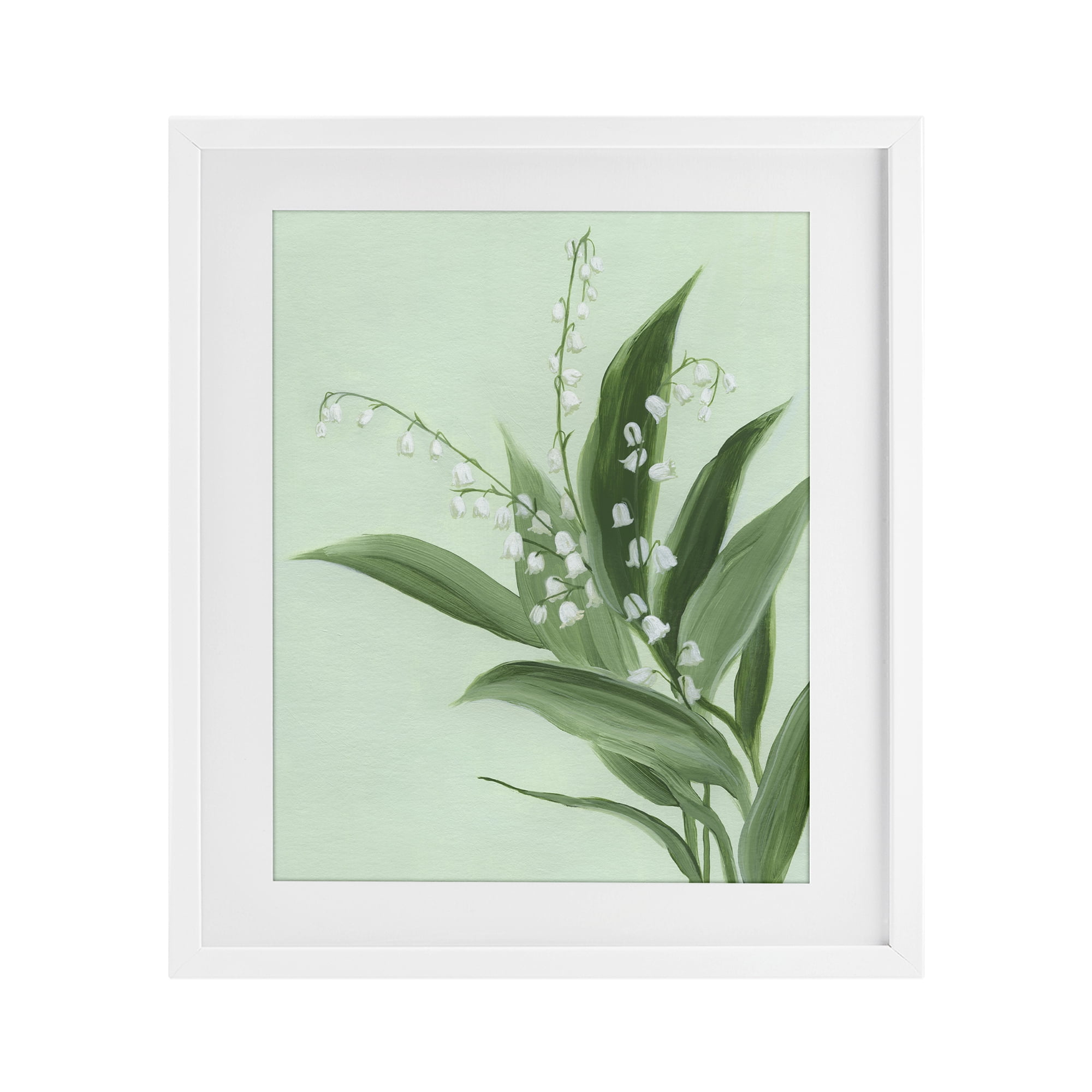 Stupell Industries Gentle Lily of Valley White Framed Print Under Glass, design by Grace Popp