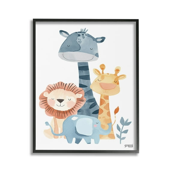 Stupell Industries Gentle Nursery Animals Animals & Insects Painting Black Framed Art Print Wall Art, 16 x 20