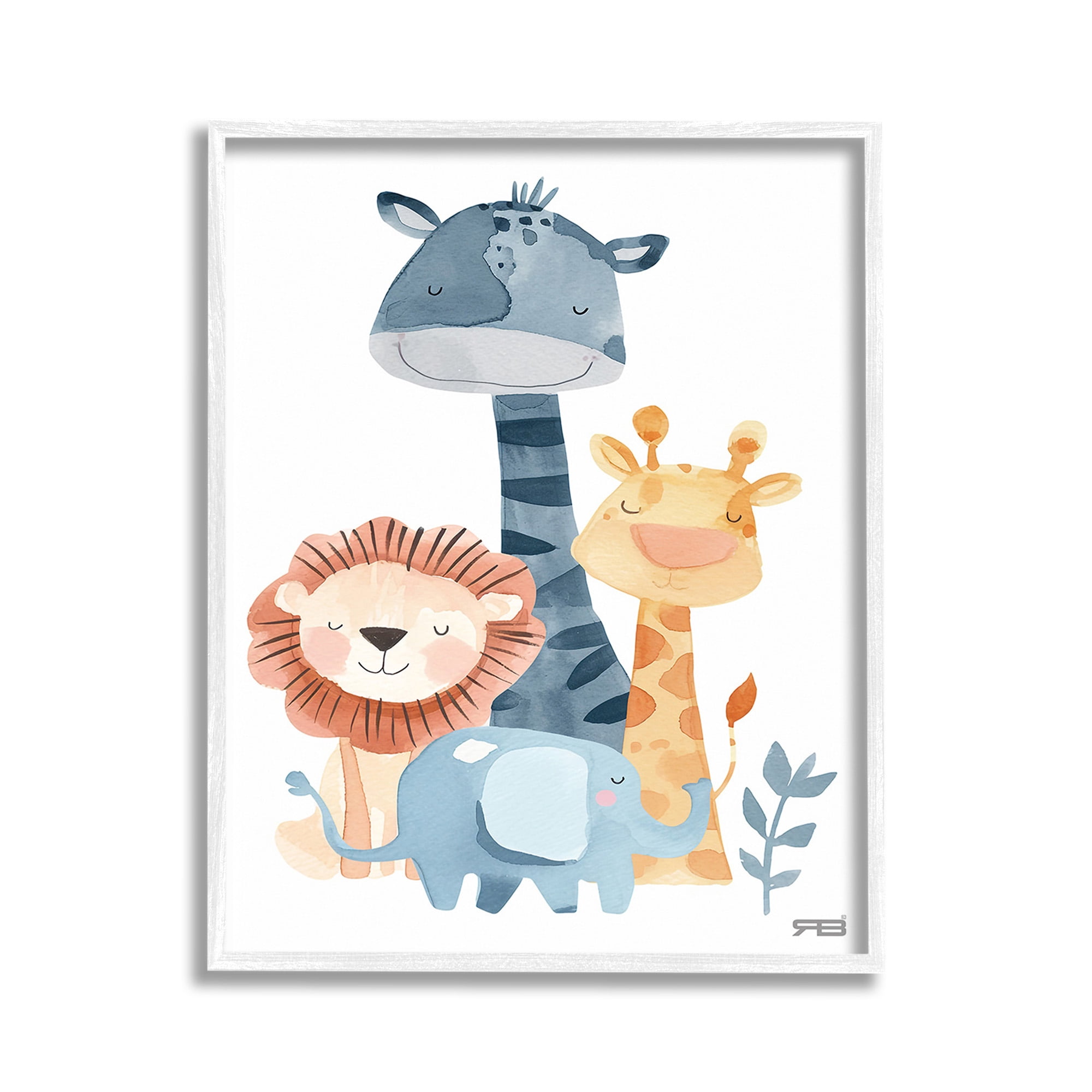 Stupell Industries Gentle Nursery Animals Animals & Insects Painting White Framed Art Print Wall Art, 11 x 14