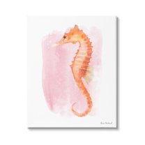 Stupell Industries Gentle Orange Seahorse Speckled Pink Watercolor Detail Painting Gallery Wrapped Canvas Print Wall Art, Design by Diane Neukirch