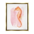 thumbnail image 1 of Stupell Industries Gentle Orange Seahorse Speckled Pink Watercolor Detail Painting Metallic Gold Floating Framed Canvas Print Wall Art, Design by Diane Neukirch, 1 of 5