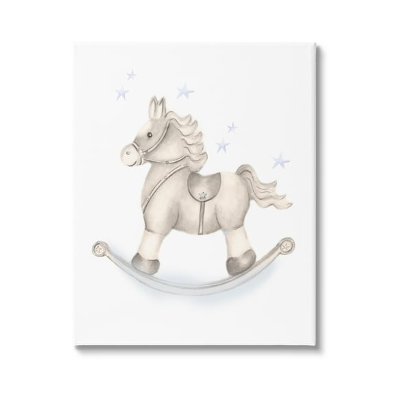 Stupell Industries Gentle Rocking Horse Blue Stars Nursery Playroom Graphic Art Gallery Wrapped Canvas Print Wall Art, Design by Studio Q