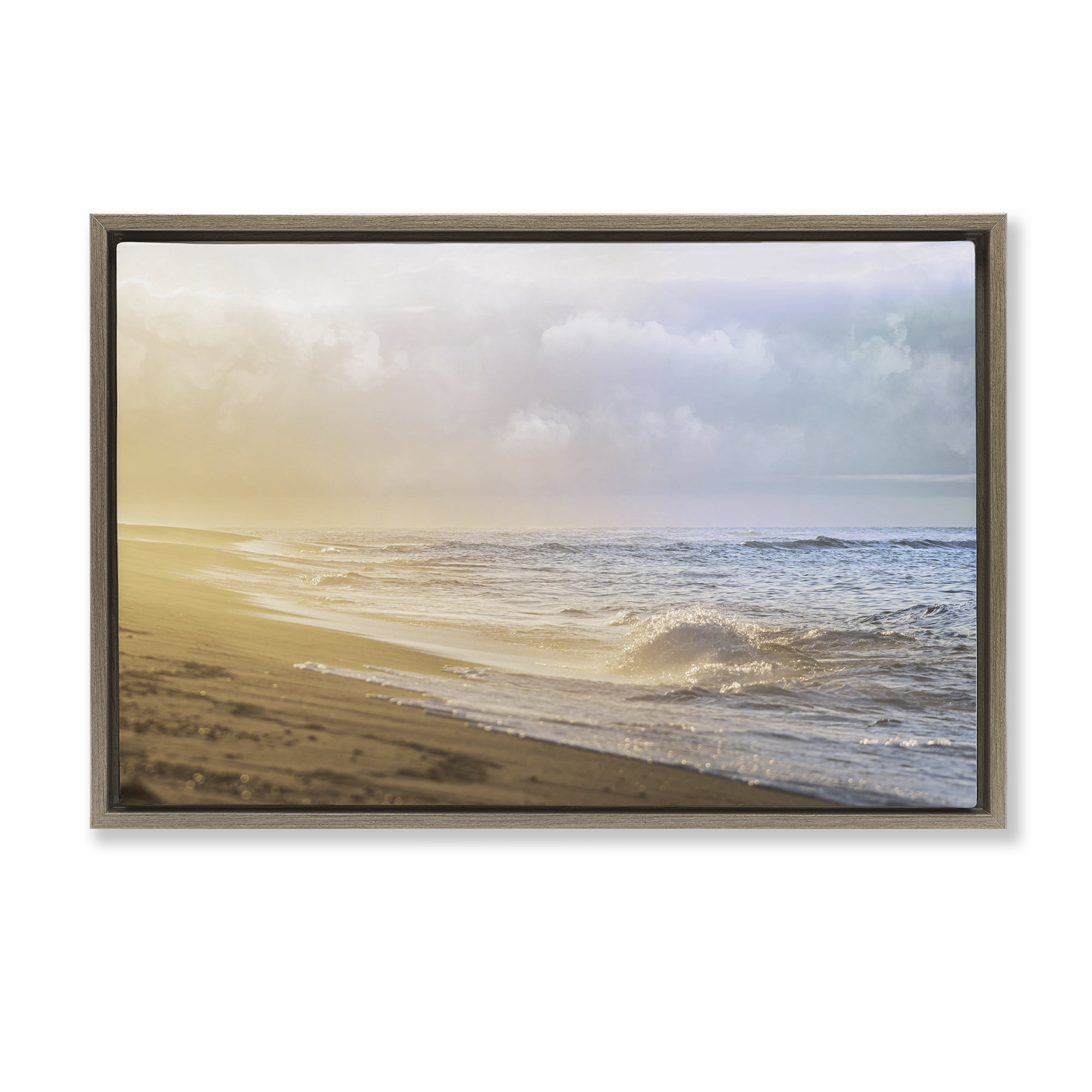 Stupell Industries Gentle Seaside Breeze Brown Framed Floater Canvas Wall Art, design by Marcus Prime