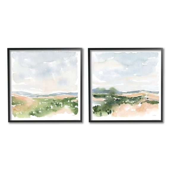 Stupell Industries Gentle Tree Meadow Soft Watercolor Landscape Black Framed, 12 x 12