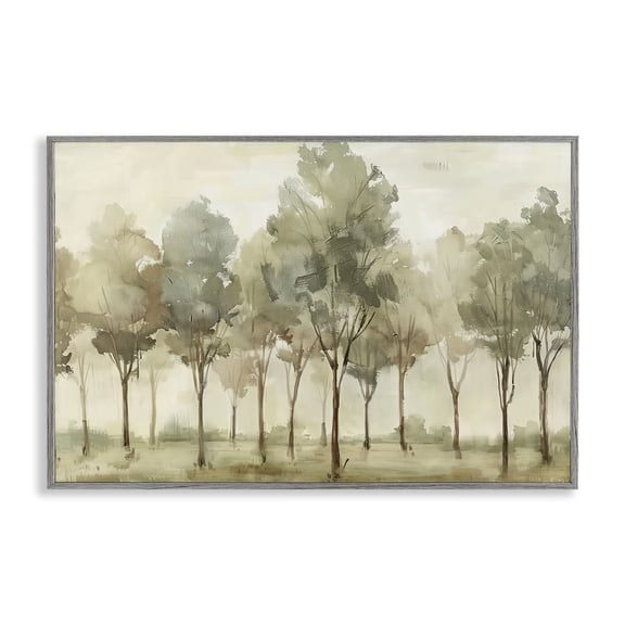 Stupell Industries Gentle Walk in Forest Grove Landscape & Nature Painting Gray Framed Art Print Wall Art, 18 x 12