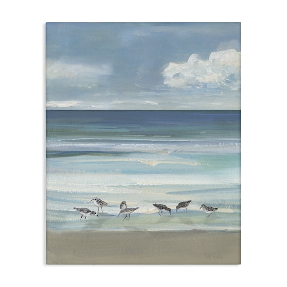 Stupell Industries Gentle Waves Shore Birds Canvas Wall Art design by Sally Swatland, 20 x 16