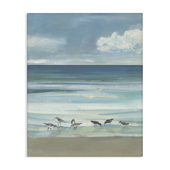 Stupell Industries Gentle Waves Shore Birds Canvas Wall Art design by Sally Swatland, 40 x 30