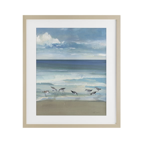 Stupell Industries Tropical Gentle Waves with Birds Birch Framed Print Under Glass, 17 x 21, by Sally Swatland