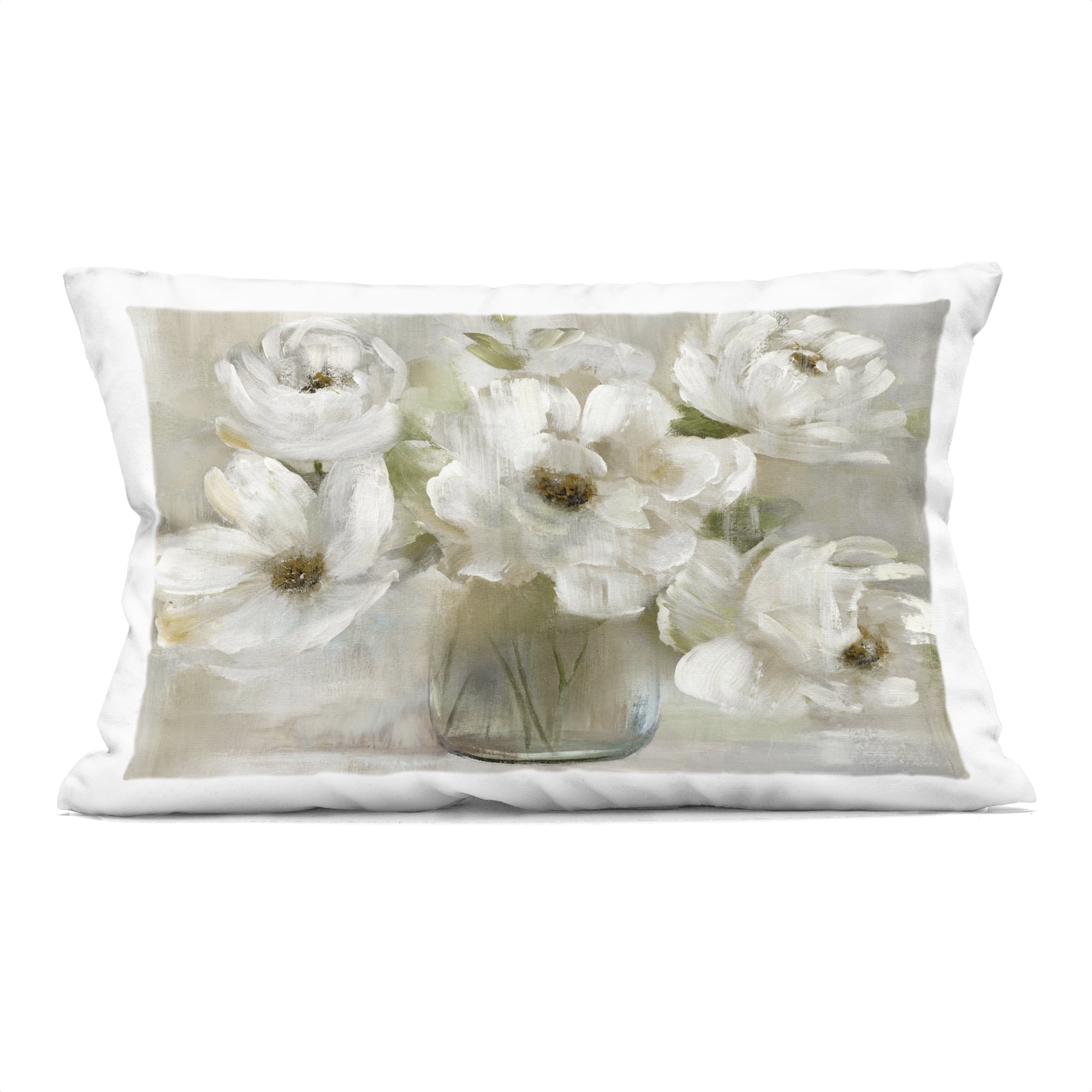 Stupell Industries Gentle White Petals in Vase Decorative Printed Throw Pillow, design by Nan, 14 x 7 x 20