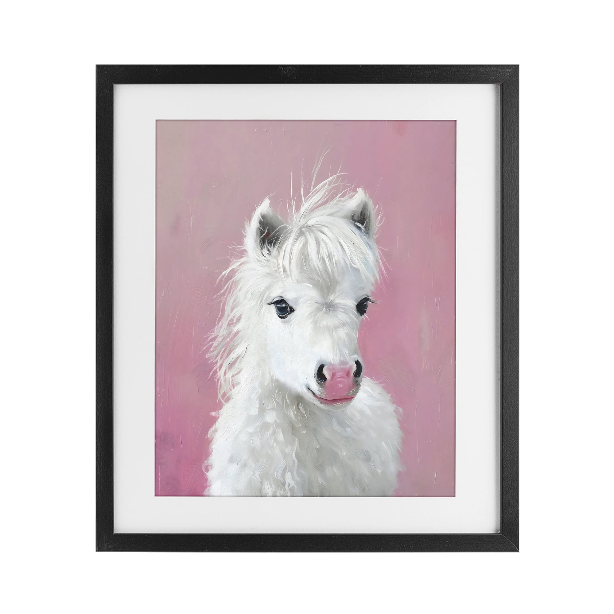 Stupell Industries Gentle White Pony Black Framed Print Under Glass, design by The Prints Vibe