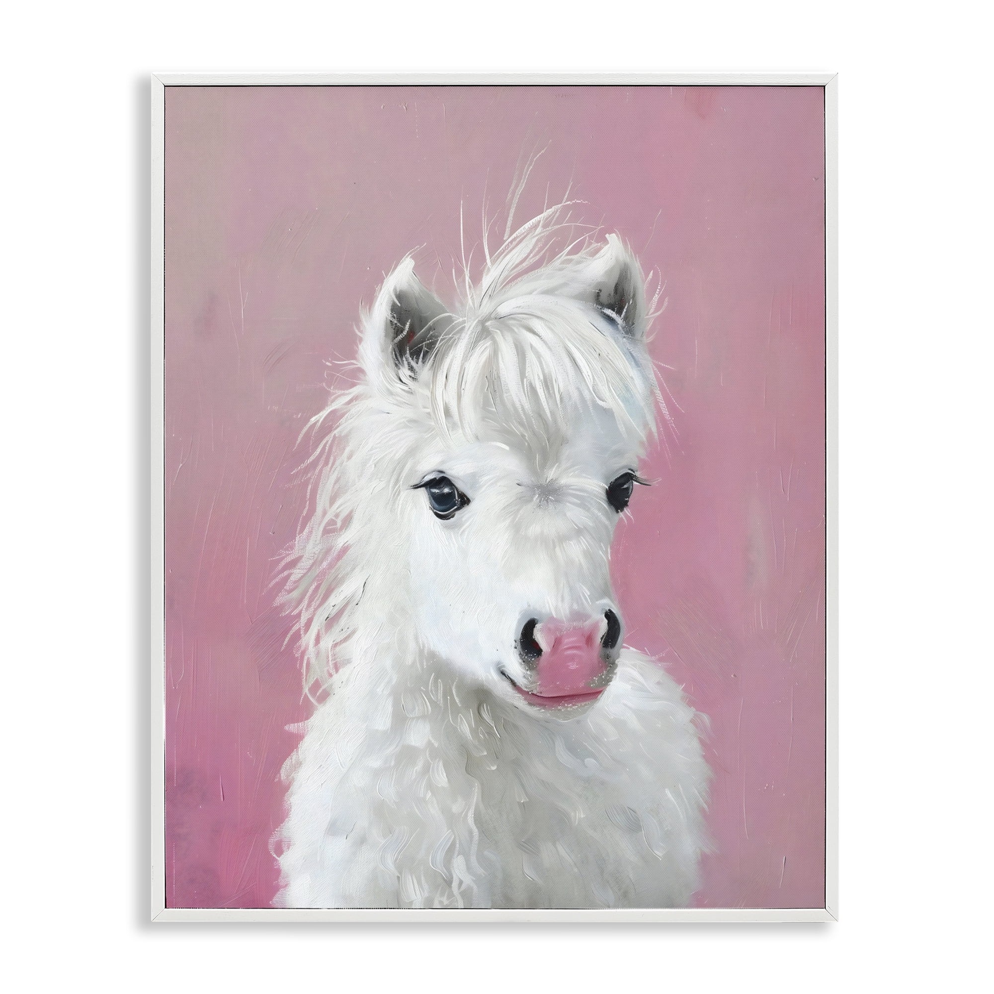 Stupell Industries Gentle White Pony White Framed Giclee Art, design by The Prints Vibe