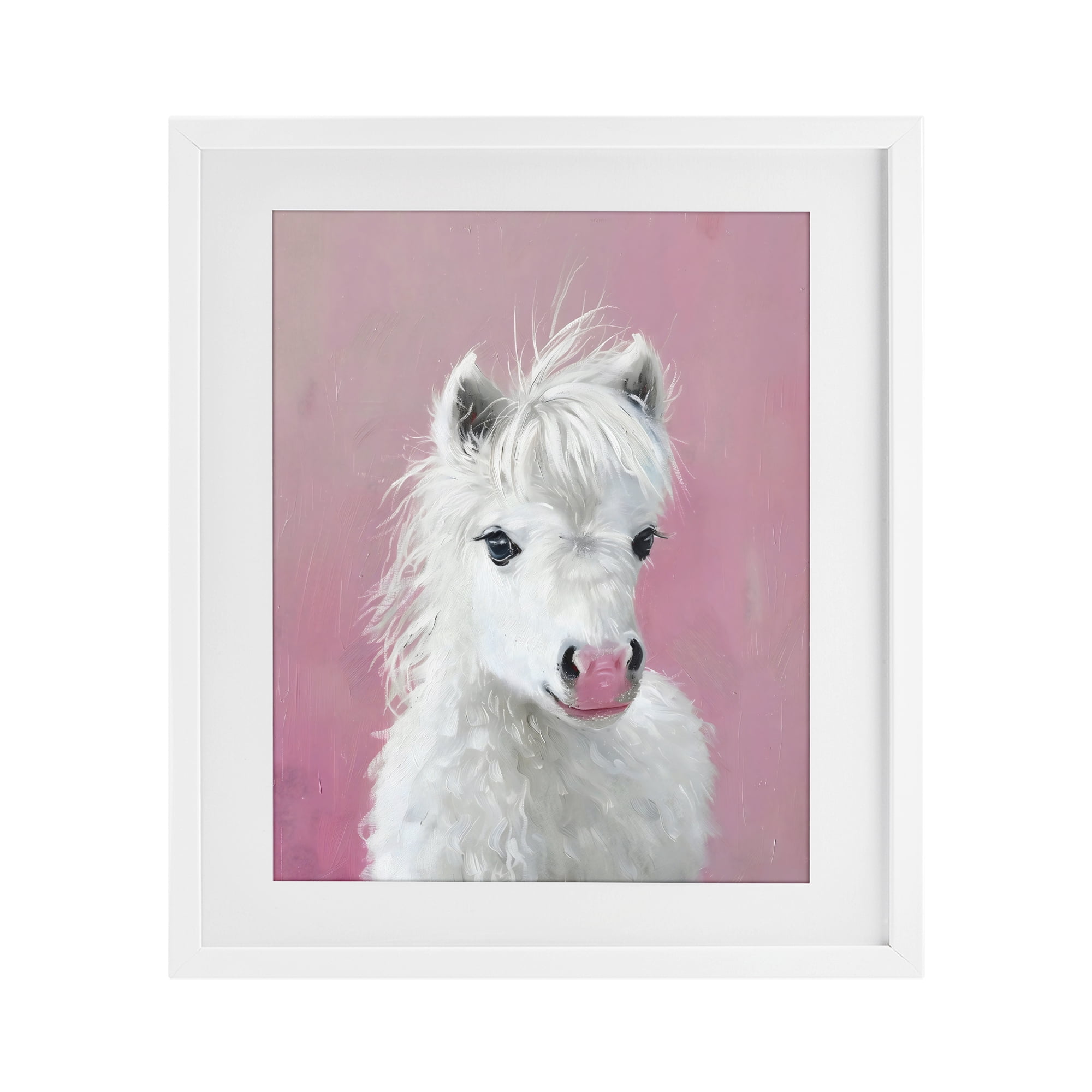 Stupell Industries Gentle White Pony White Framed Print Under Glass, design by The Prints Vibe