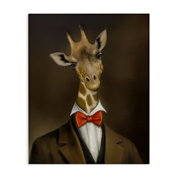 Stupell Industries Gentleman Giraffe Bowtie Canvas Wall Art design by Matthew Piotrowicz, 40 x 30