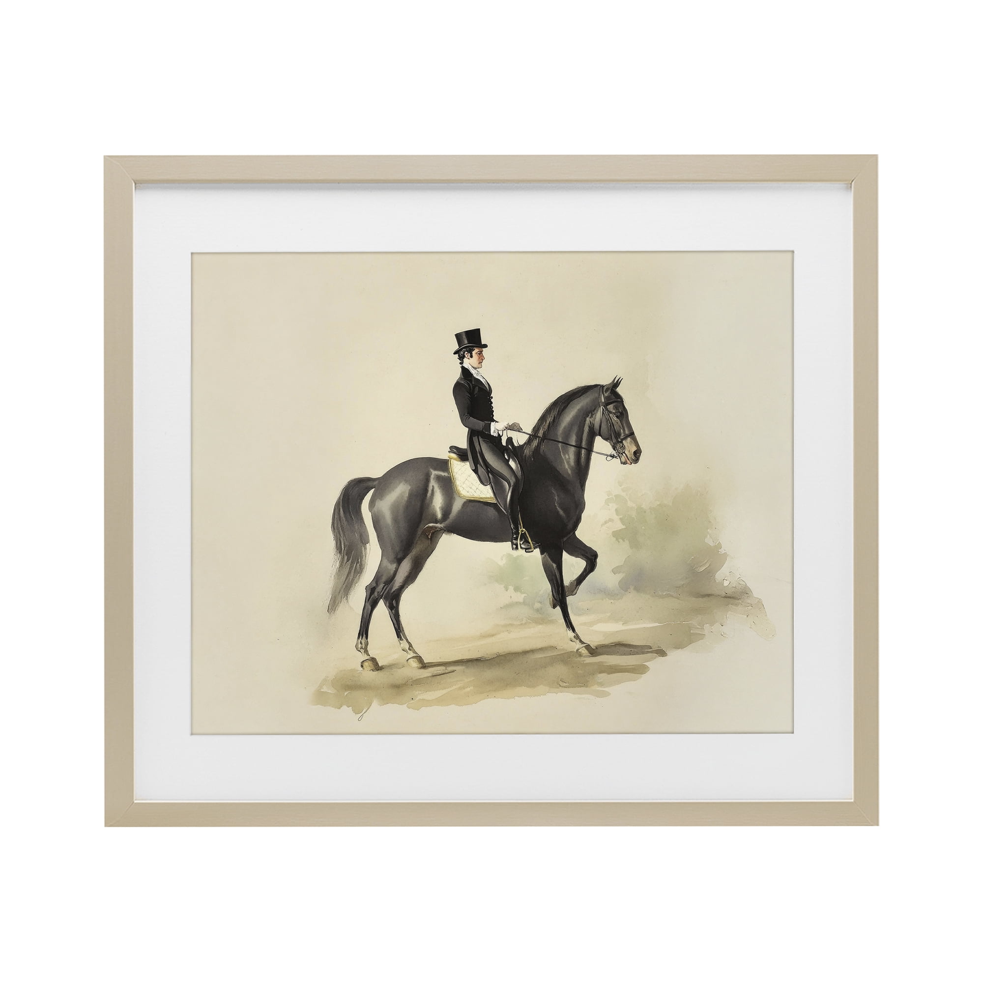 Stupell Industries Gentleman On A Horse Birch Framed Print Under Glass, design by Sisi and Seb