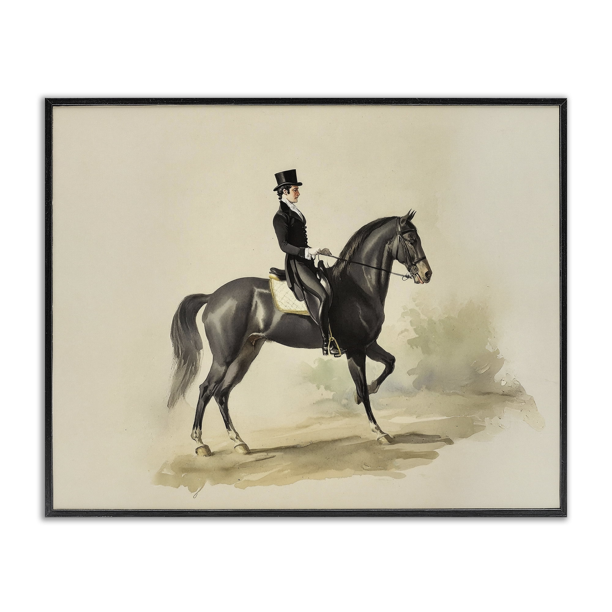 Stupell Industries Gentleman On A Horse Black Framed Giclee Art, design by Sisi and Seb