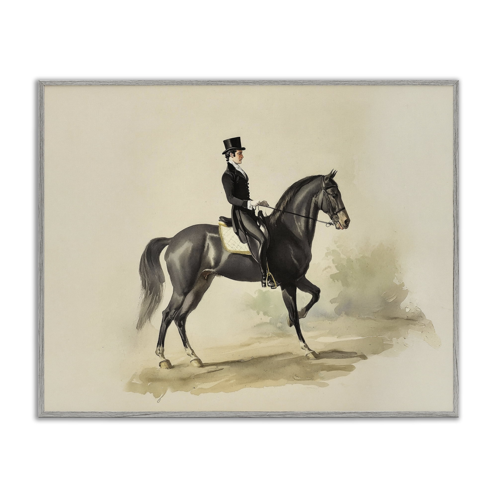 Stupell Industries Gentleman On A Horse Gray Framed Giclee Art, design by Sisi and Seb