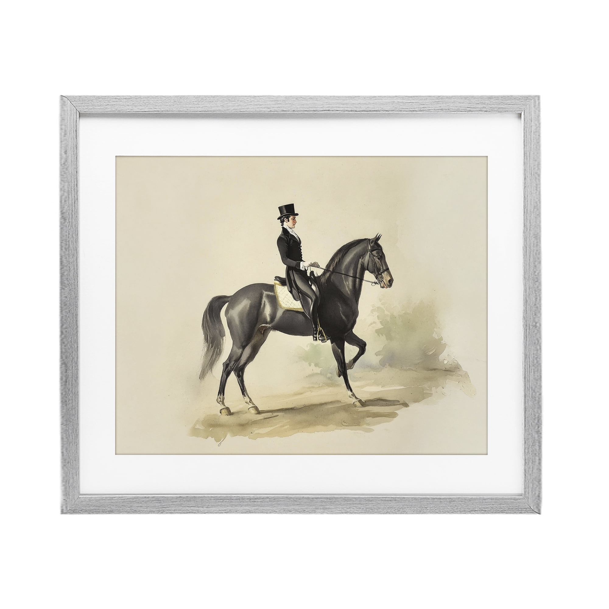 Stupell Industries Gentleman On A Horse Gray Framed Print Under Glass, design by Sisi and Seb