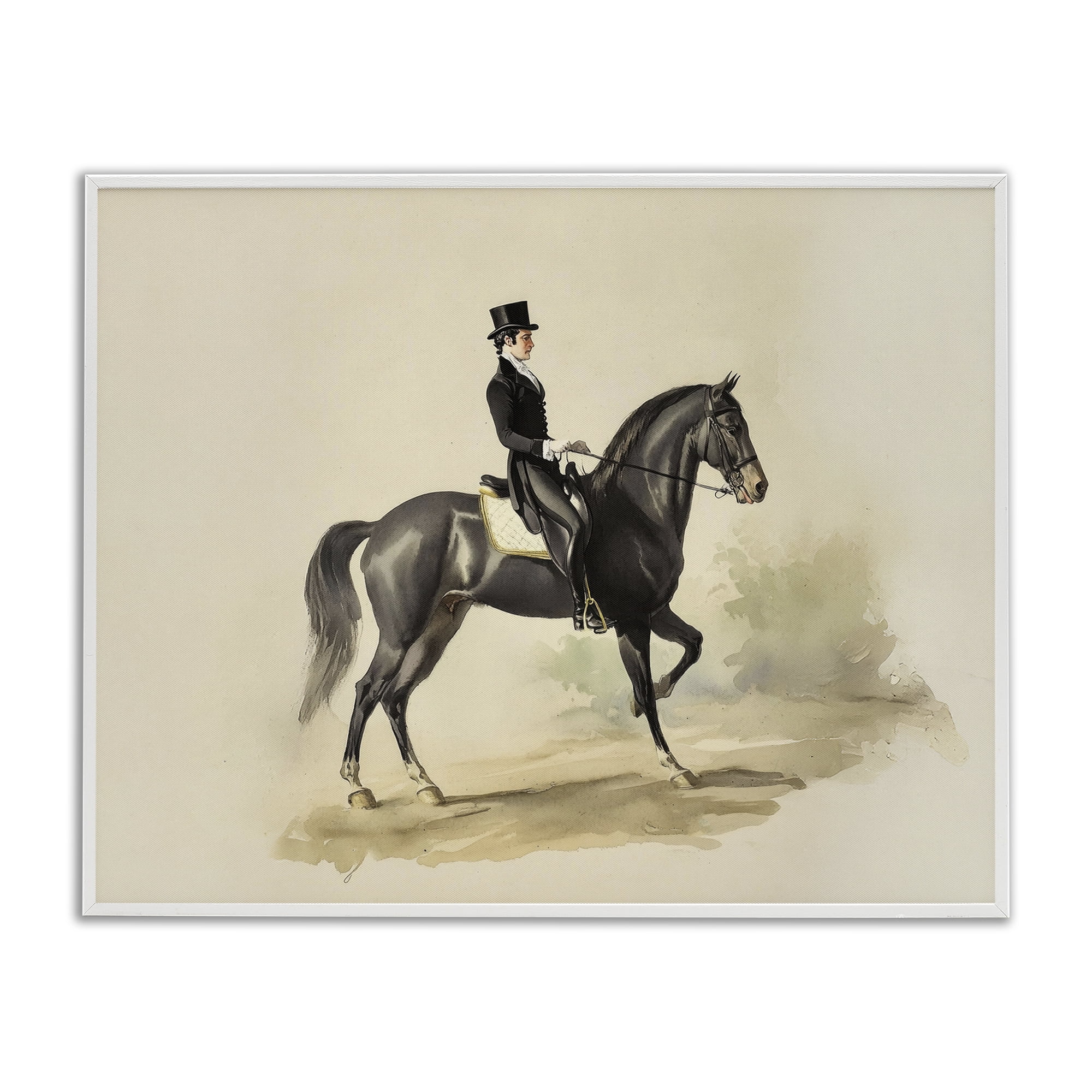 Stupell Industries Gentleman On A Horse White Framed Giclee Art, design by Sisi and Seb