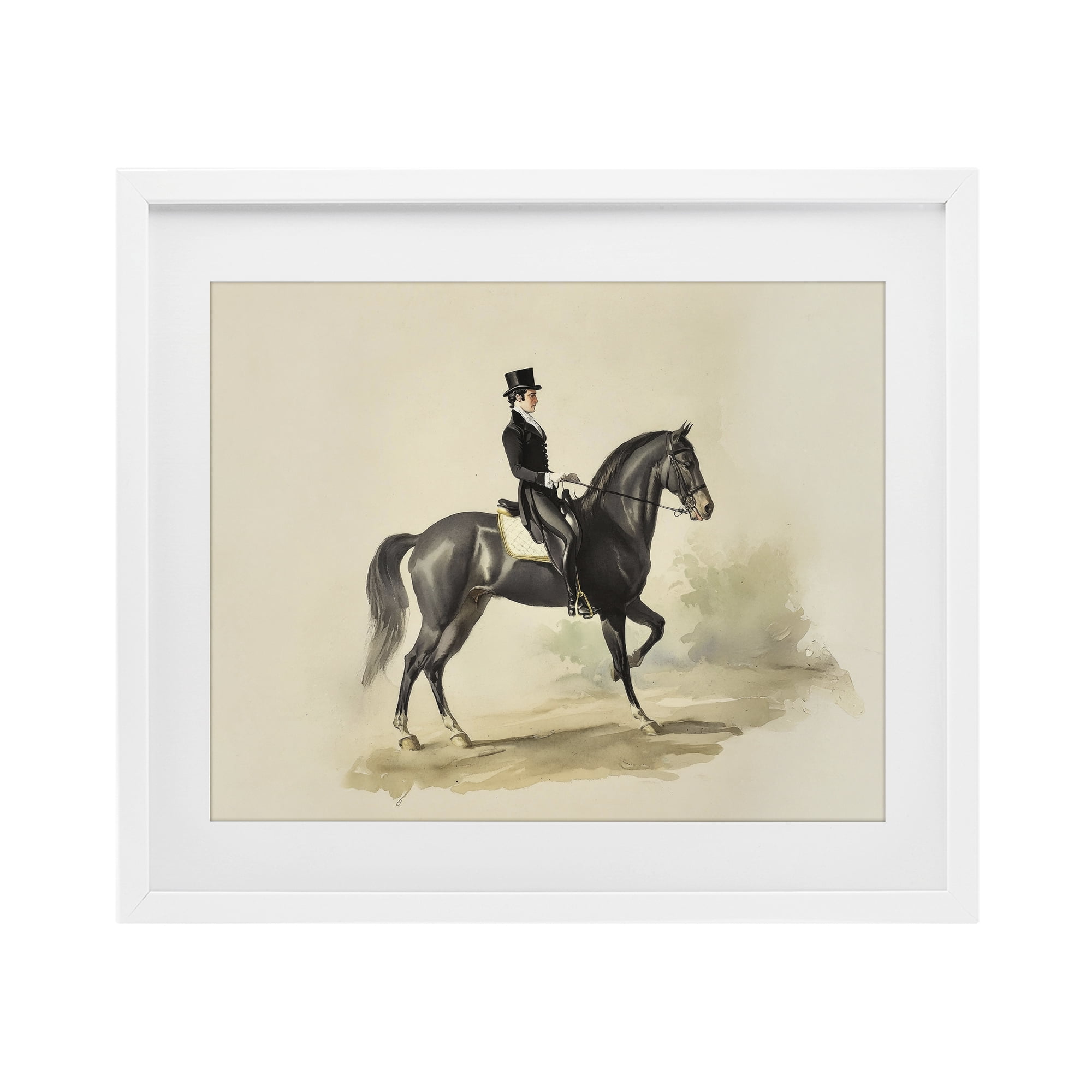 Stupell Industries Gentleman On A Horse White Framed Print Under Glass, design by Sisi and Seb