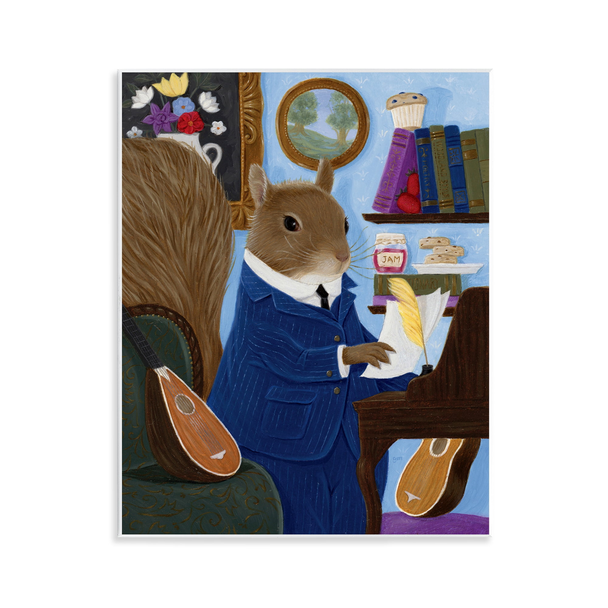 Stupell Industries Gentleman Squirrel Composing Wall Plaque Art, design by Gina Matarazzo