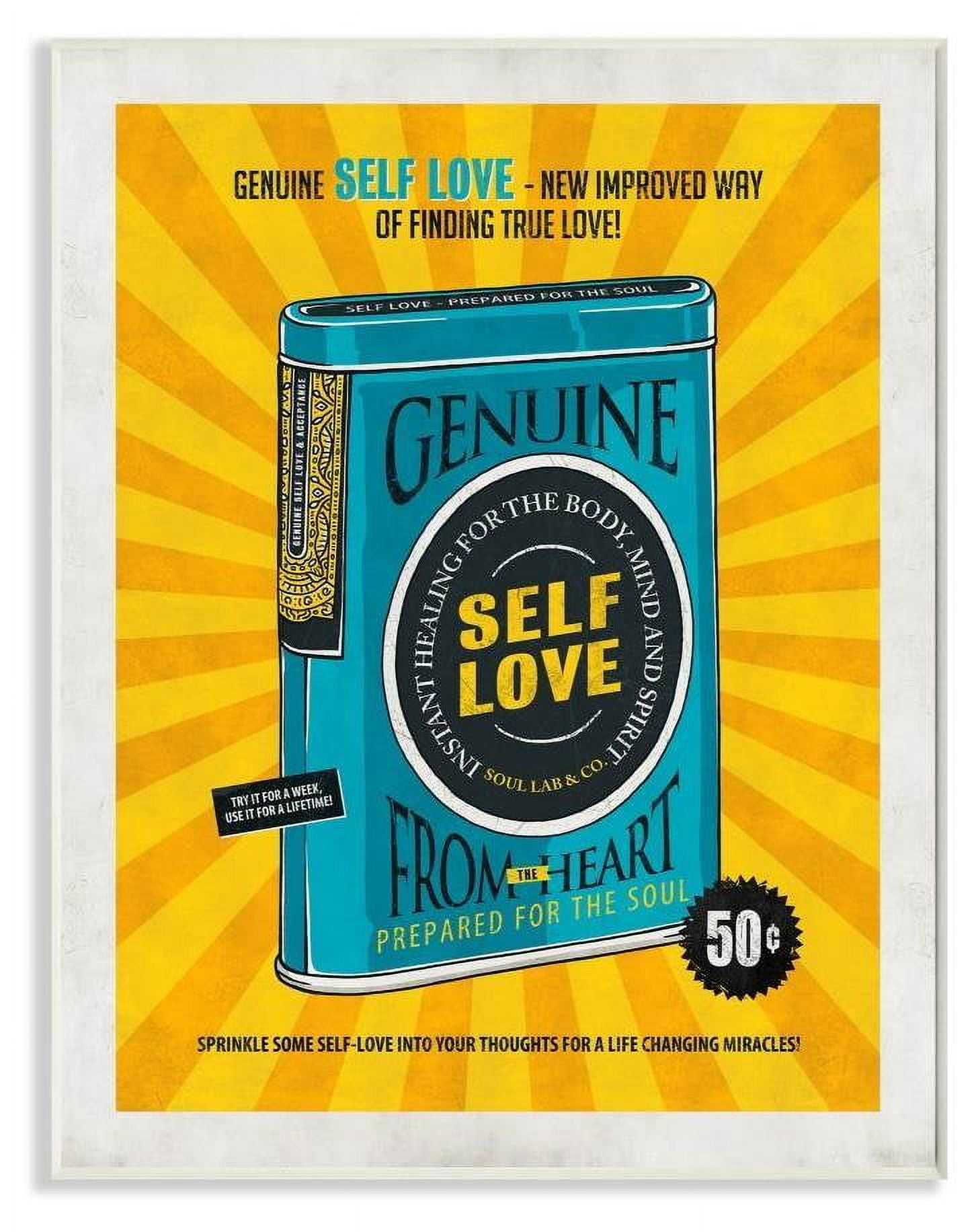 Stupell Industries Genuine Self Love Vintage Comic Book Blue Yellow Design Wall Plaque by Ester Kay