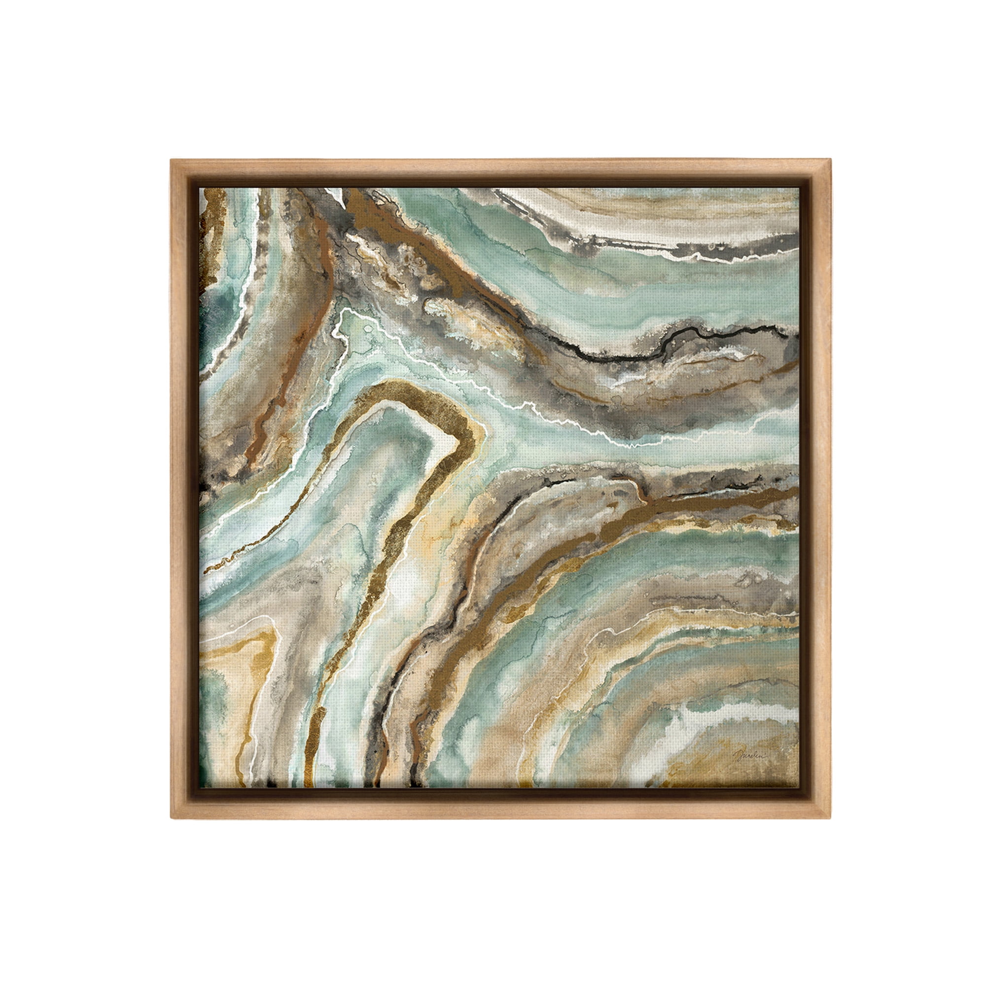 Stupell Industries Geode Mineral Pattern Abstract Painting Brown Floater Framed Canvas Art Print Wall Art, 18 x 18